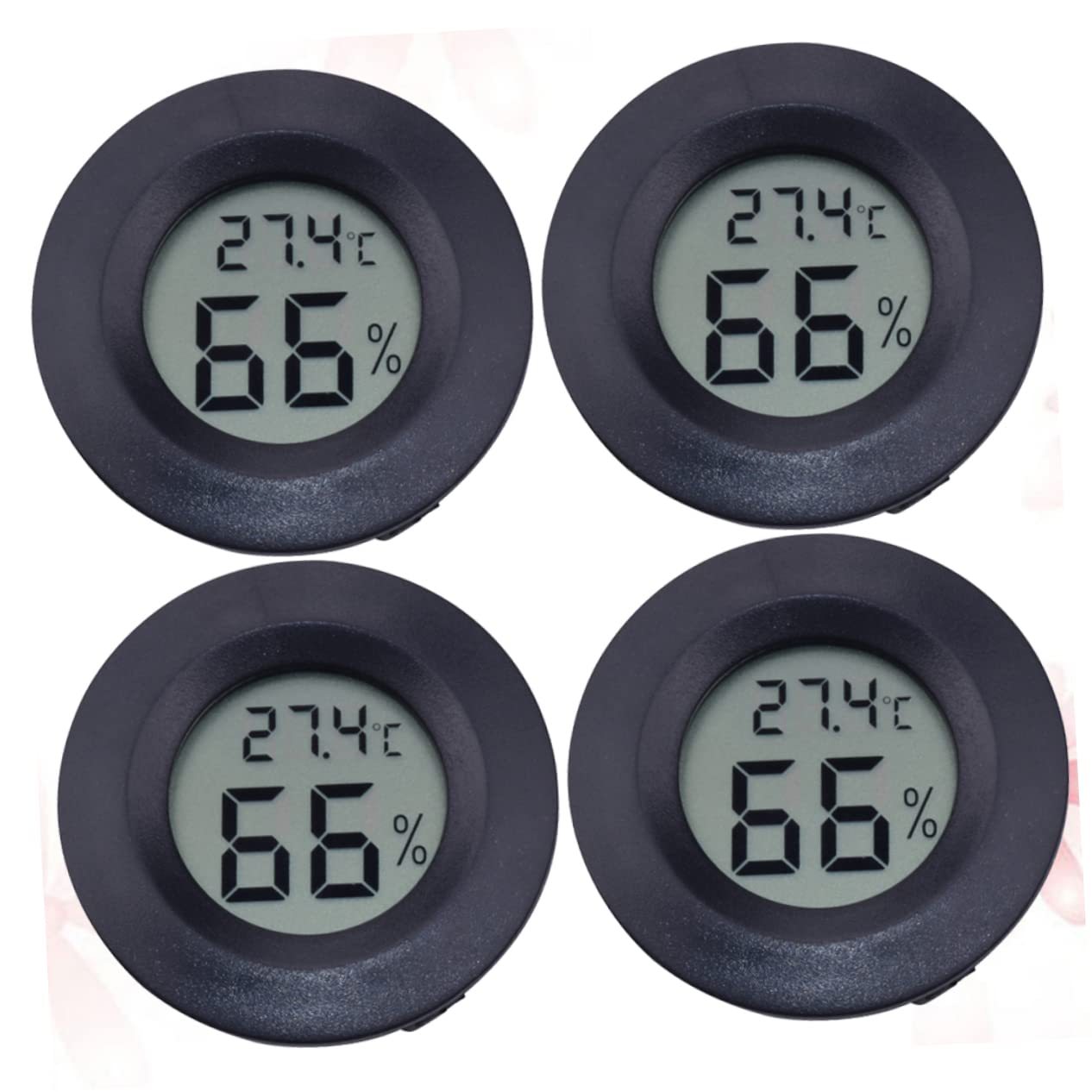 UPKOCH 3 Series Termómetro Terrario Higrómetro Digital Redondo Hogar Medidor De Humedad Medidor De Temperatura Del Acuario Monitor De Humedad Interior Black 4 Piezas*3