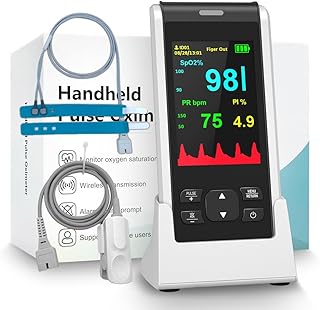Pulse Oximeter - HOLFENRY Handheld Pulse Oximeter For Baby&Adult, Infant Pulse Oximeter Fingertip Baby Pulse Oximeter For kids, Rechargeable Oximeter Finger Pulse Overnight Continuous Monitor, Adjustable Alarm for Pulse Rate and SpO2
