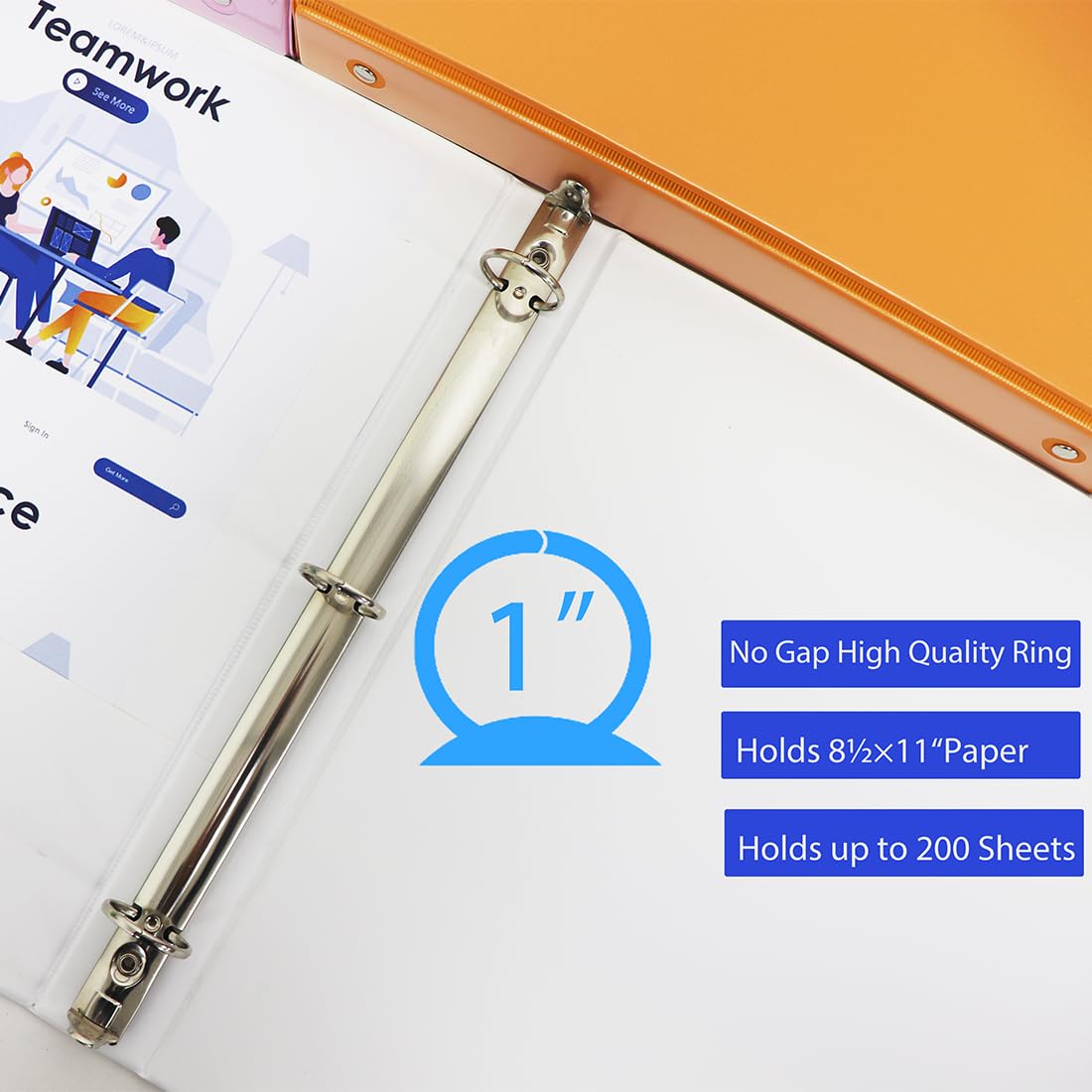 Carpesano 4 Anillas Negro Carpeta De 3 Anillas, Anillo D Profesional De 4 Pulgadas, Carpeta De Presentación Para Páginas Estándar De 8.5 X 11 Pulgadas Con Bolsillos, Vista Block Anillas