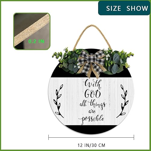 Miniatura 2 de Letreros para coronas de puerta delantera, escrituras religiosas, versículos bíblicos negros, decoración colgante de madera, decoración de pared,