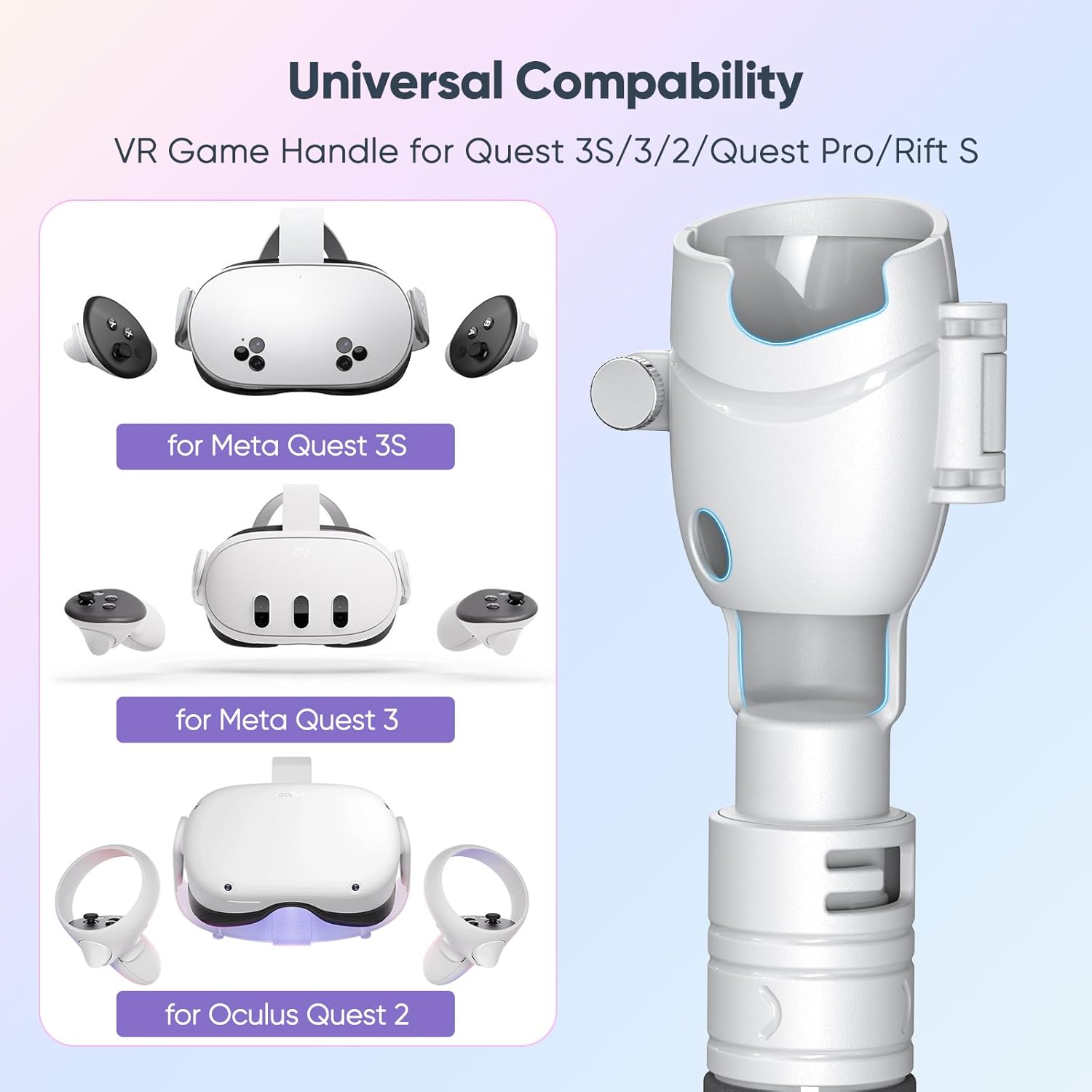 Handle Attachment Compatible with Meta Quest 3/3S/Oculus Quest 2/ Rift S VR Accessories 4-in-1, YUANHOT VR Gorilla Tag Long Arms Extension Grip, Compatible with Beat Saber/Golf Club Game - Image 2