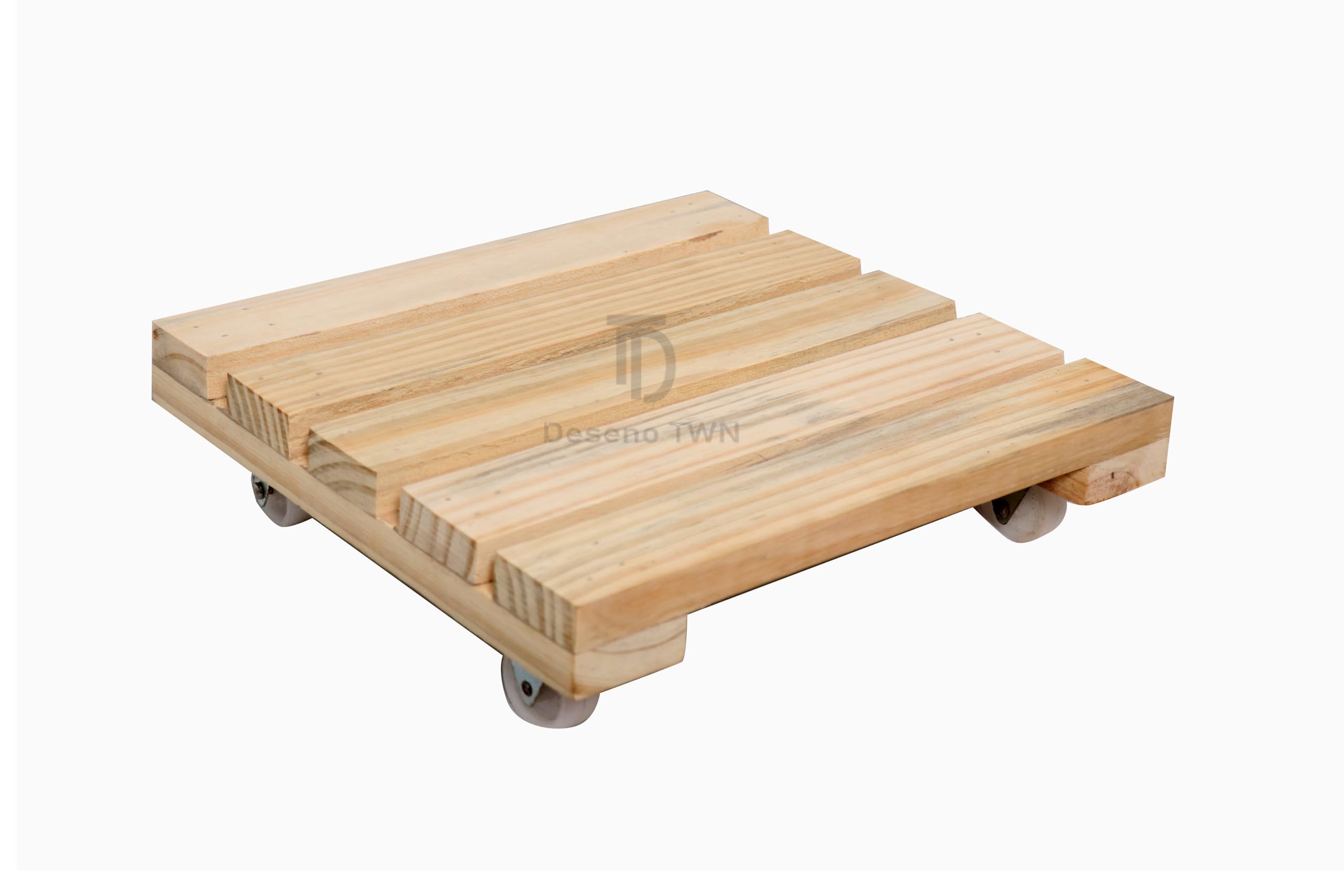 MT WoodRyzn Portable Wooden Plant Stand Moving Trolley Type Beige Planter Trolley Rolling Tray Coaster Flower Pot Stand For Balcony, Garden, Home Kitchen Cylinder Stand