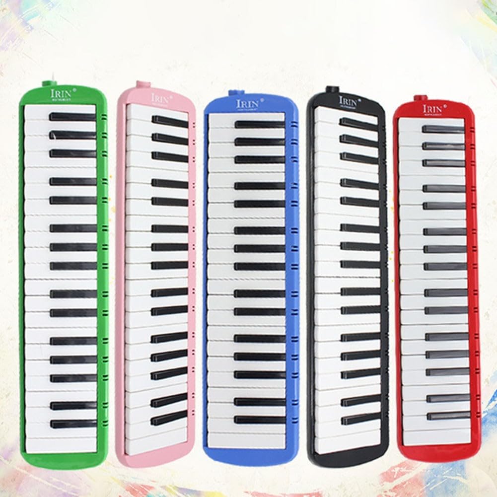 Student Melodica mit 37 Tasten und Tube-Tasche, inklusive kurzen und langen Mundstücken für verschiedene Spielstile (Grün)