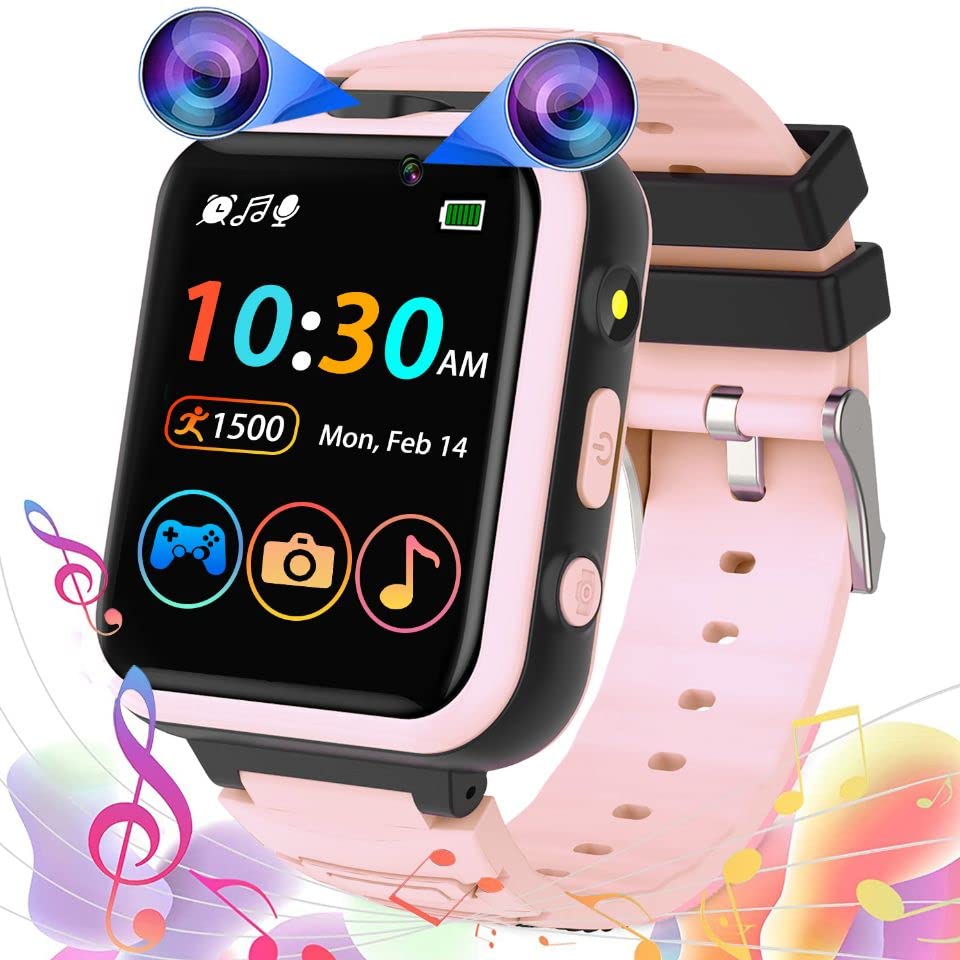 Allspin Smart Watch for Kids Boy Girls - Dual Camera Touchscreen Game with 16 Intelligent Games & Video Music Player Calculator Torch Pedometer, Educational Toys Toddles Birthday Gift 3-10(Pink)