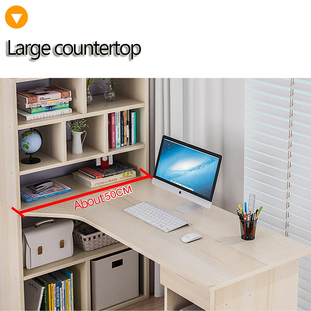 Buy Computer Desk with Drawers, Writing Desk with Bookshelf Layer, Home Office Study Desk
