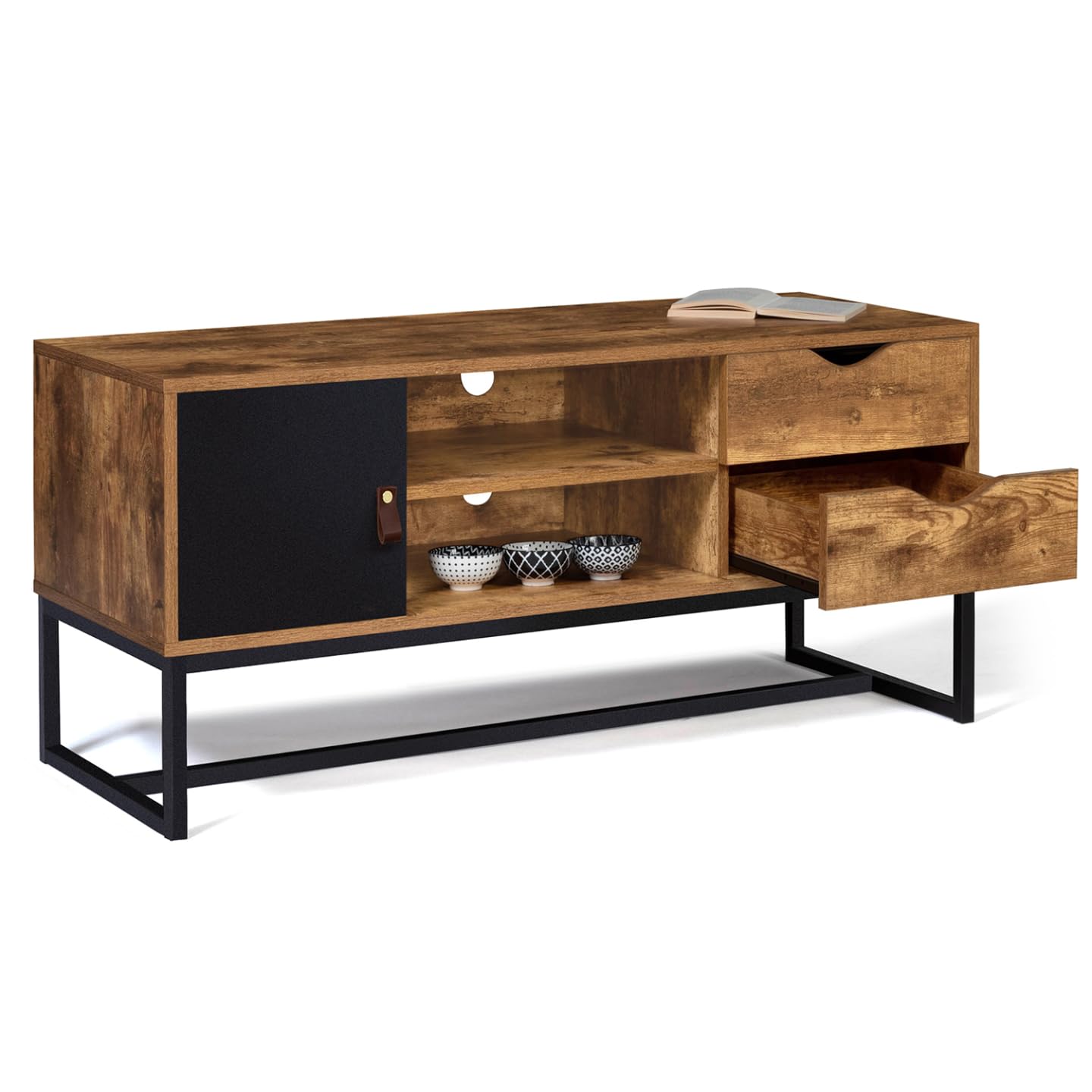 IDMarket - Meuble TV 110 cm Chicago 2 tiroirs Design Industriel