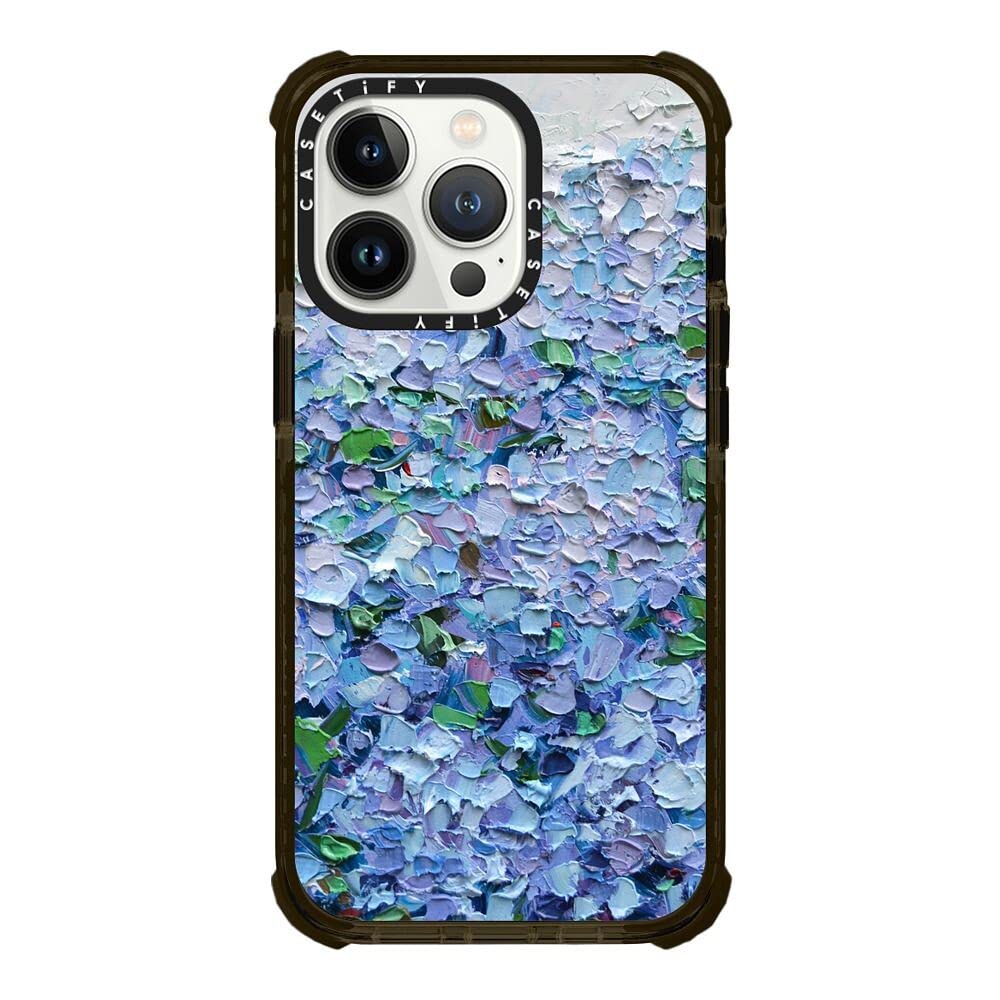 Casetify Ultra Impact Case for iPhone 13 Pro Compatible with Magsafe - Nantucket Blue Hydrangeas - Clear Black