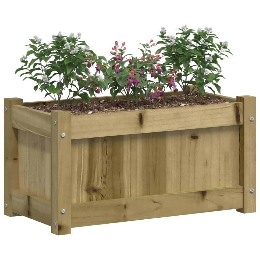 Jardinière en Bois de pin imprégné 60 x 31 x 31 cm bac Plante Balcon terrasse Jardin Exterieur avec Drainage Reserve Eau pour Fleurs semis Herbe aromatique et Decoration Nature
