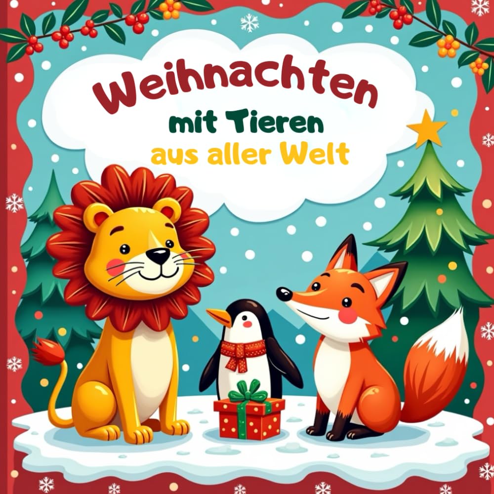 Weihnachten mit den Tieren der Welt – Malbuch für Kinder: 30 süße Tiermotive zum Ausmalen, Einfaches Ausmalbuch für Kinder ab 6 Jahren