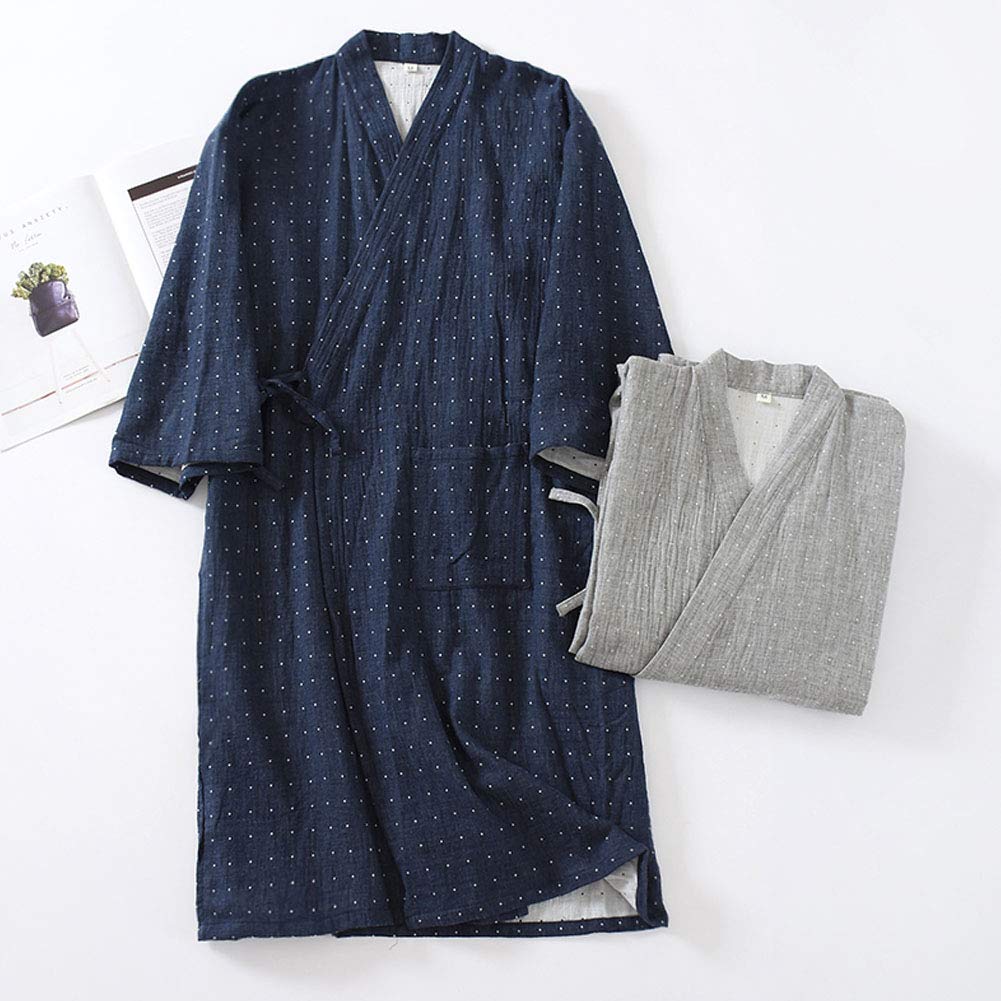 un-brand Kimono japonés para Hombre, Bata de algodón de Doble Gasa, Talla Grande, Ropa Zen, Ropa taoísta (Talla