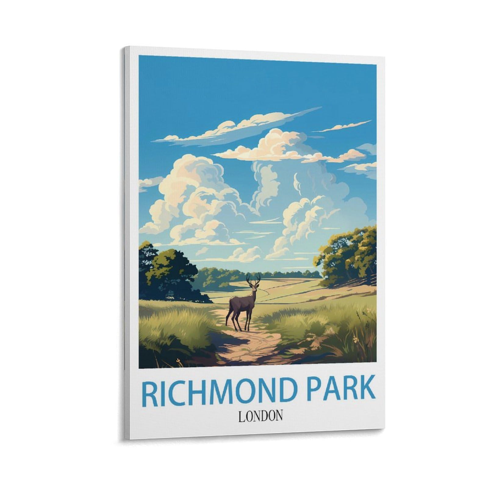 LNHZGNJNH Richmond Park London Vintage Travel Posters 24x36inch(60x90cm) Canvas Wall Art Wall Print Painting Decor Living Room Bedroom Decor