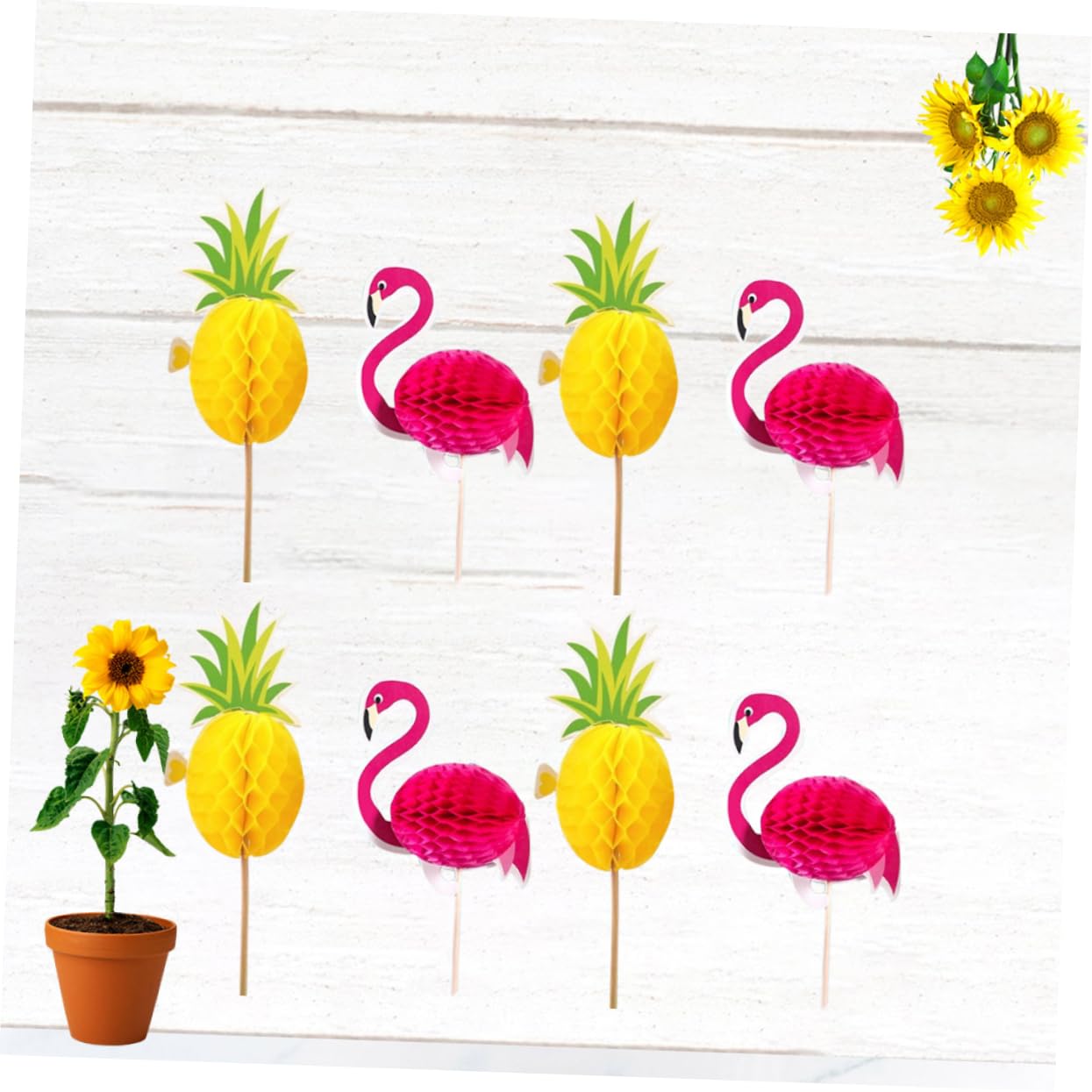 ORFOFE Pics à Gâteaux en Plastique Flamant Rose et Ananas 20pcs pour Décoration de Cupcakes et Gâteaux Lors de Fêtes d'anniversaire