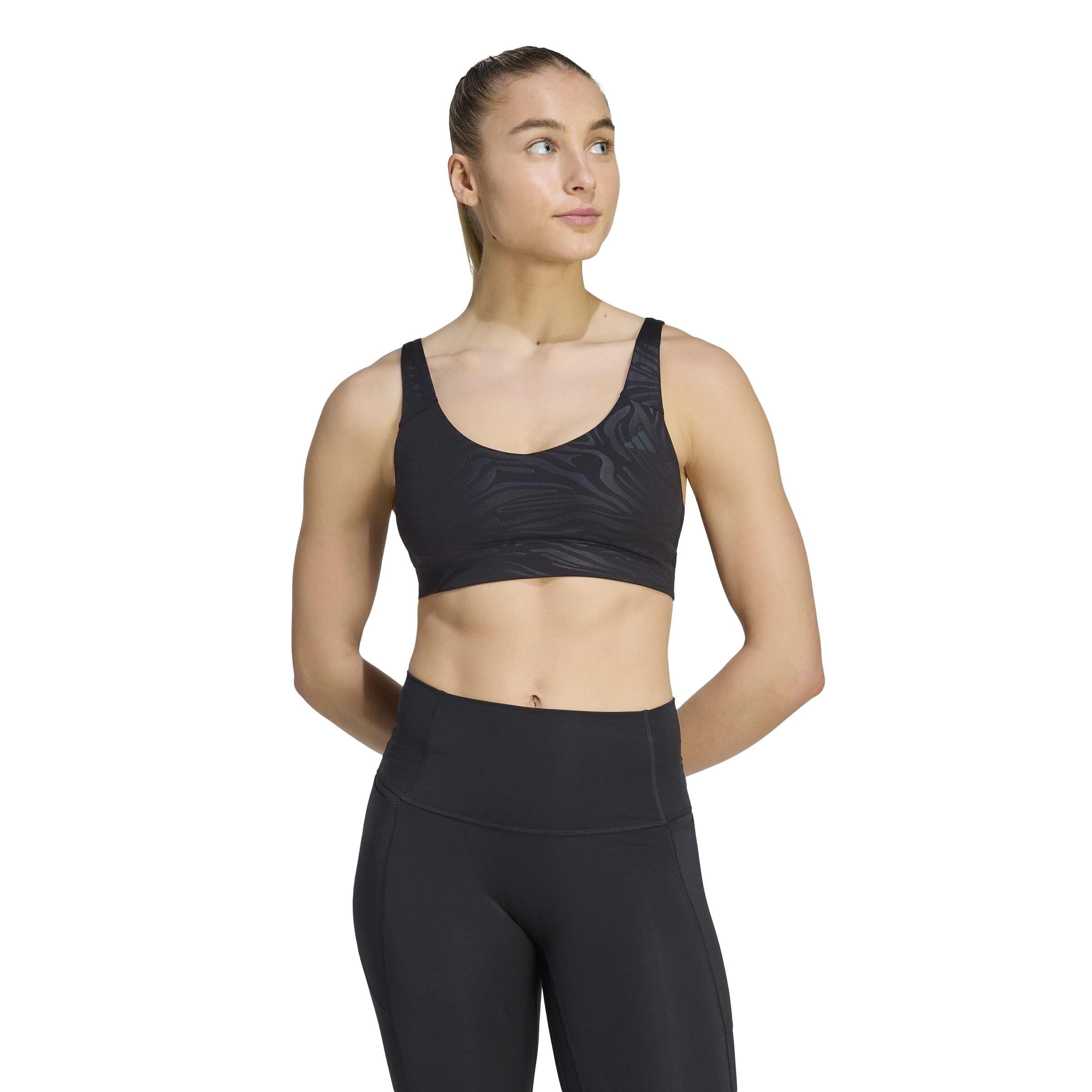 adidas Kobiety All Me Essentials Graphic Light Support Bra, black, M