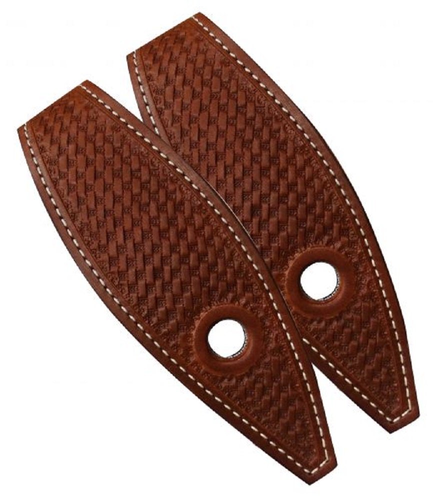 Showman Medium Oil Basket Tooled Leather Slobber Straps