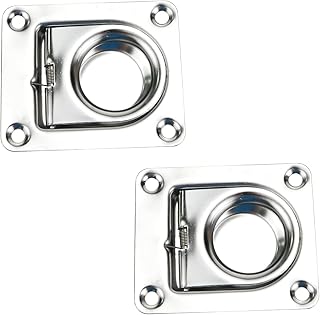 Nicerity 2 Pcs Stainless Steel Square Flush Pull Ring Handles, Hidden Recessed Furniture Handle, Recessed Boat Hatch Latch Cabinet Flush Mount Lifting Ring Pull Handle
