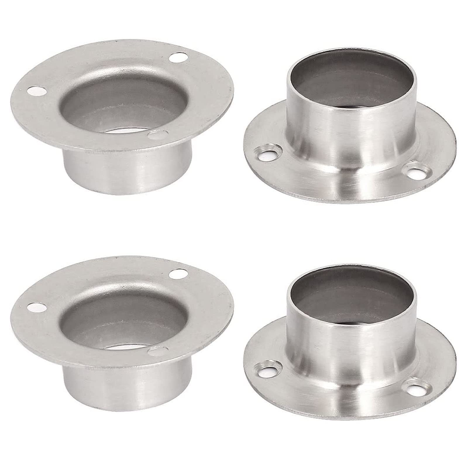 TA-VIGOR Wardrobe Rail Support, 32mm Round Wardrobe Hanging Rail Rod End Support, Stainless Steel Wall Mount Flange Socket Bracket for Closet Curtain, 4Pcs