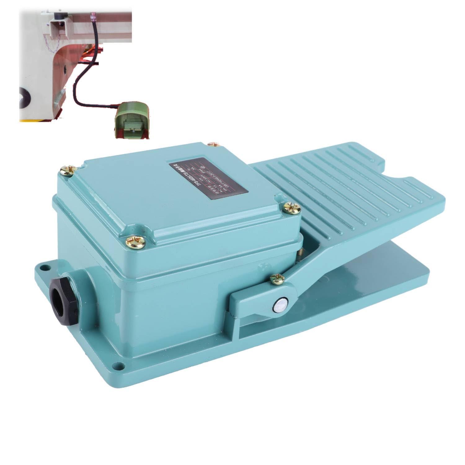 Tissting Interrupteur à Pédale Industriel, Commutateur de Pied AC 250V 15A 1NO 1NC en Aluminium Antidérapant TFS-402,pour Machines à Souder, machines à souder, tours, meuleuses, presses hydrauliques
