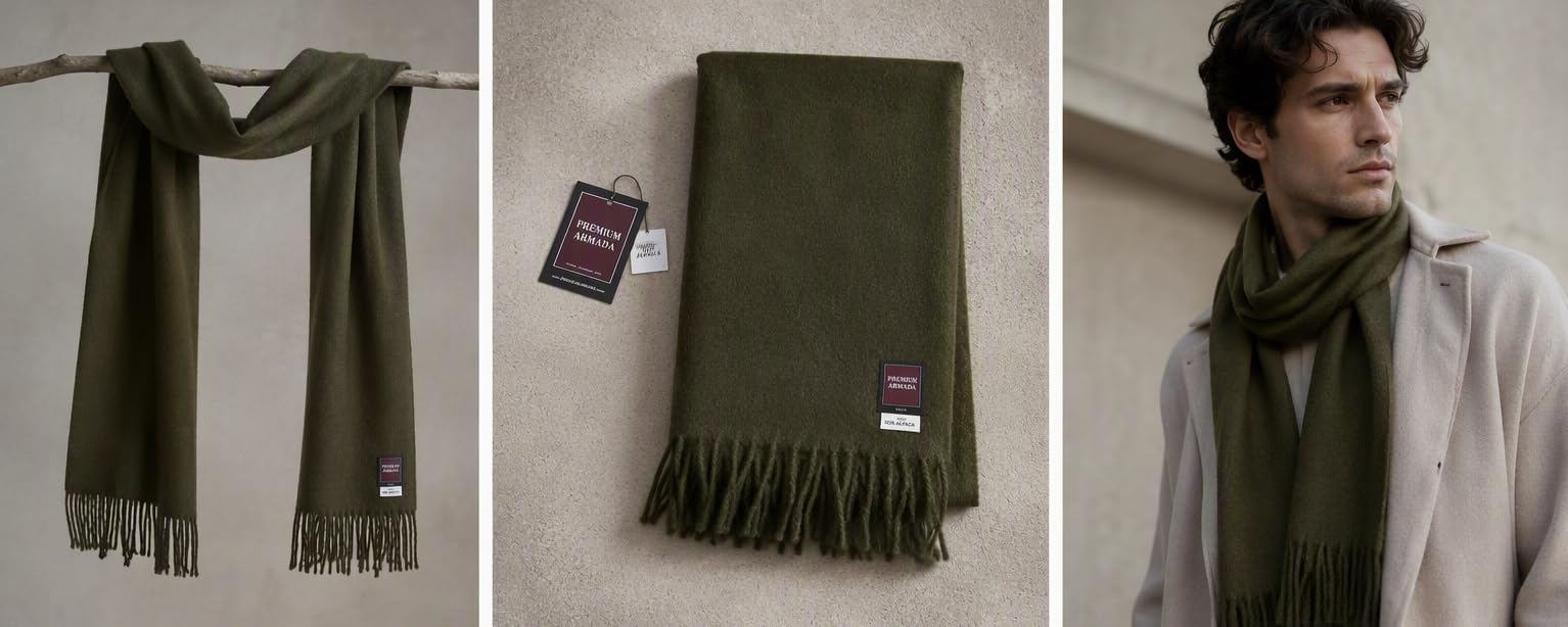 Purer Wollschal aus 100% Wolle Alpaka, eleganter Winterschal, Wollschal aus feiner 100% Alpaka Wolle, weich, warm, pures elegantes Naturhaar unisex, natur
