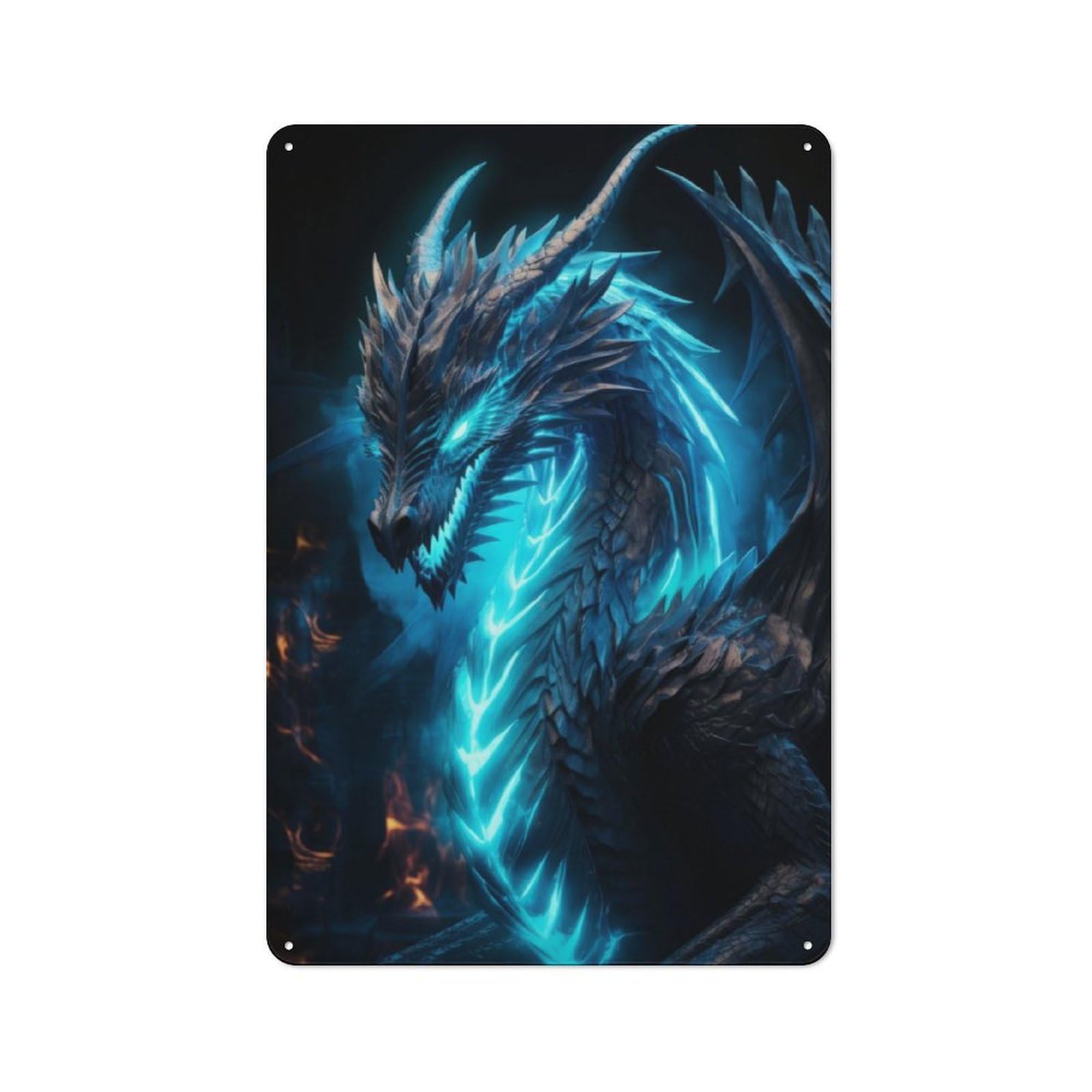 Junmoney Neon Dragon Nebulae Metal Wall Sign 30X20cm Featuring For Workshop Wall, Suited To Metal Sign Collectors