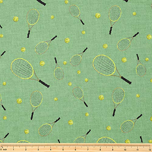 Premium Tennis Racket Ball Pattern Fabric by the Yard - 58 Inches x 1 Yard - Ideal for Quilting, Apparel, Crafts, and Home Decor Accents 3 Premium Tennis Racket Ball Pattern Fabric by the Yard - 58 Inches x 1 Yard - Ideal for Quilting, Apparel, Crafts, and Home Decor Accents - Image 2
