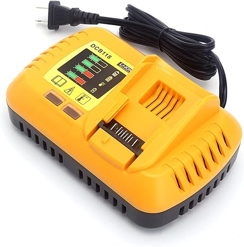 Atcuji 8A DCB118 Cargador rápido de repuesto para DCB118 DCB1112 Cargador rápido compatible con Dewalt 20V y 60V MAX* Batería DCB606 DCB609 DCB612