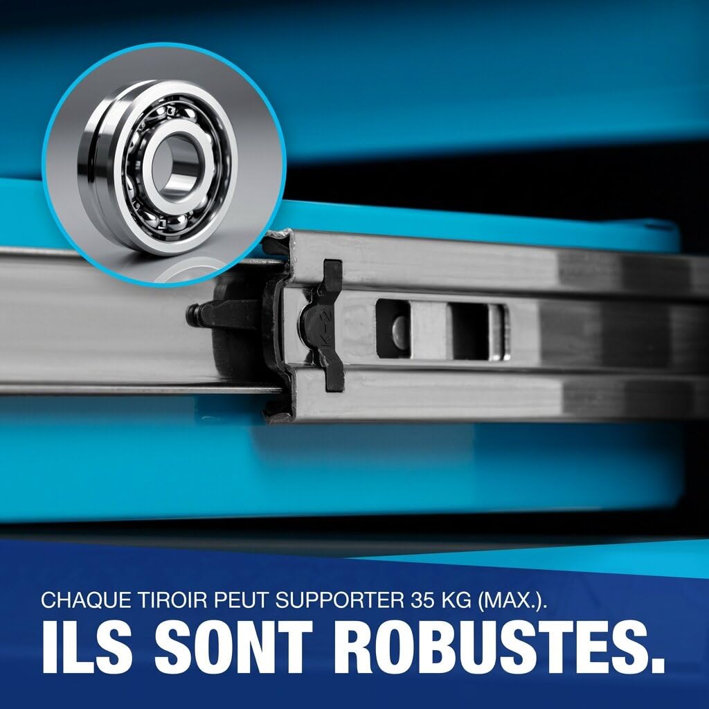 NTG Chariot à Outils + Outils + 7 tiroirs, 247 pièces, verrouillable, Dont 6 avec Outils, avec Inserts Souples en Aspect Carbone, tiroirs remplis, servante d'atelier, boîte à Outils