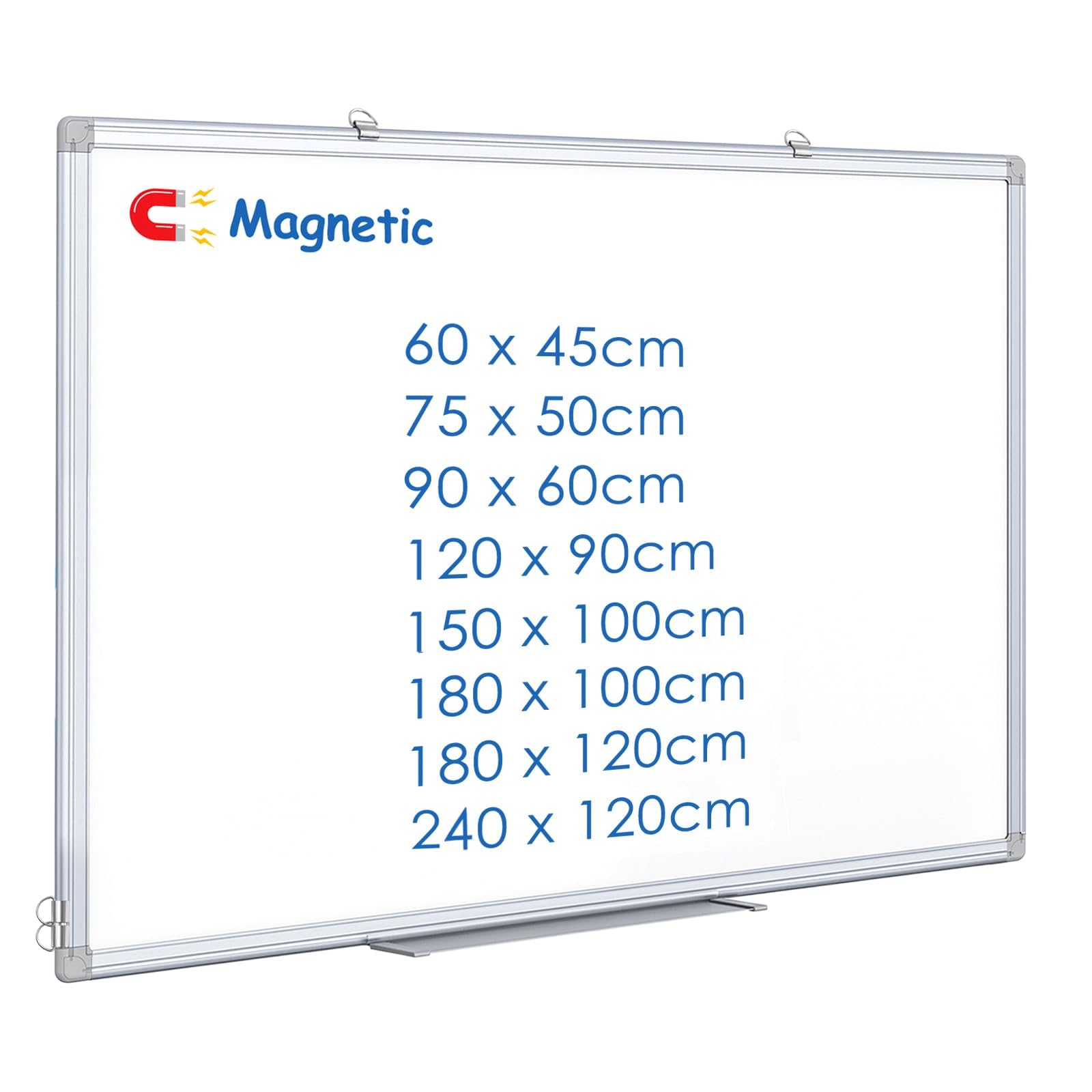 maxtek Pizarra blanca magnética 75 x 50 cm para pared, marco de aluminio, ligera con bandeja para bolígrafos, pizarra de borrado en seco para casa, oficina, escuela