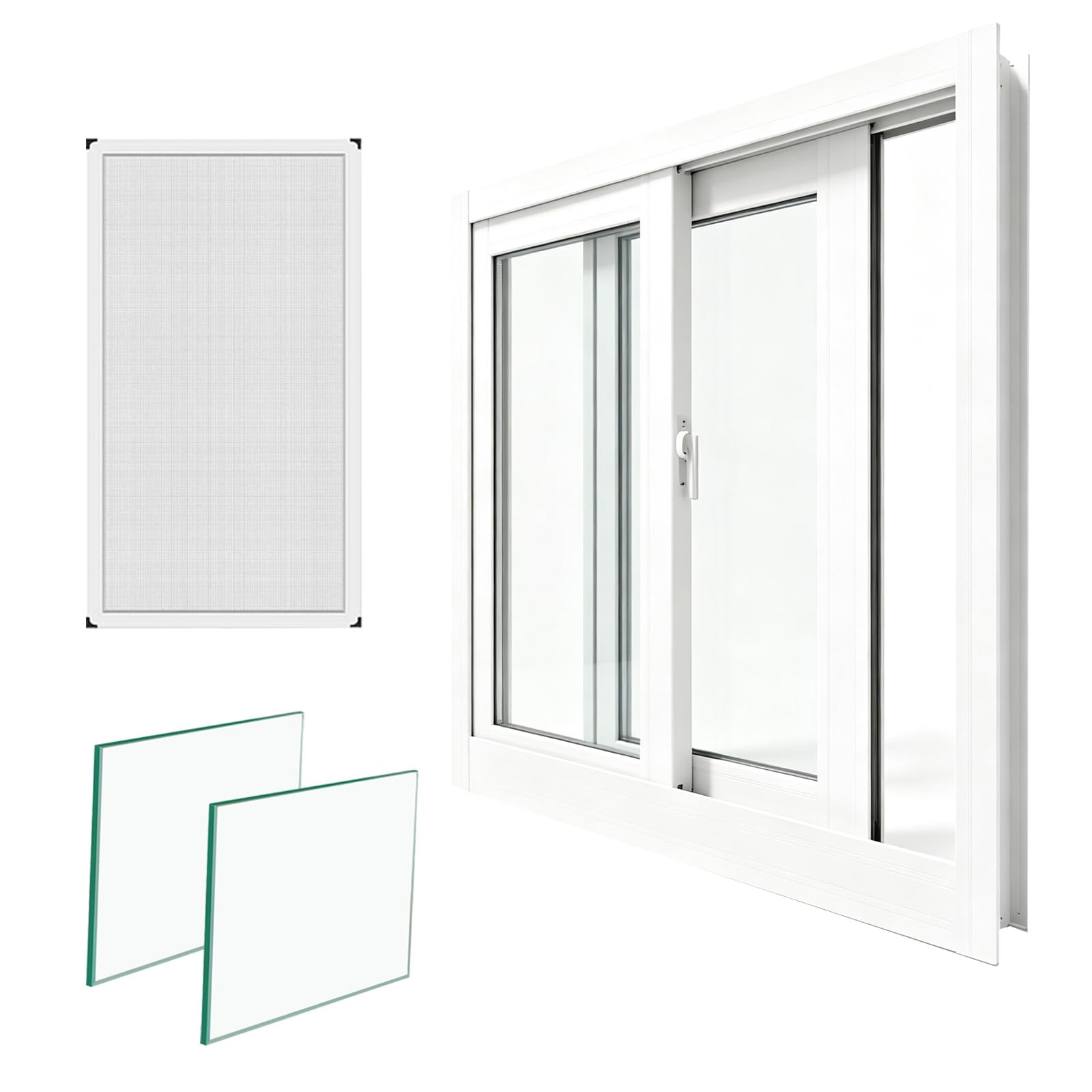 Ventana corrediza con cristal de seguridad para iluminar cobertizos de jardín
