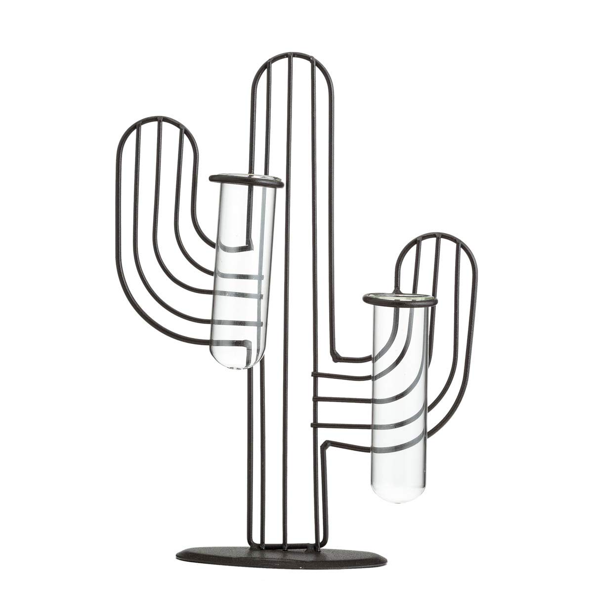 TJ Global Cactus Double Test Tube Vase Planter Holder, Plant Terrarium, Propagation Station, Metal Stand for Hydroponics Plants Home Garden Wedding Decoration Outdoor Planter Ideas Modern Creative