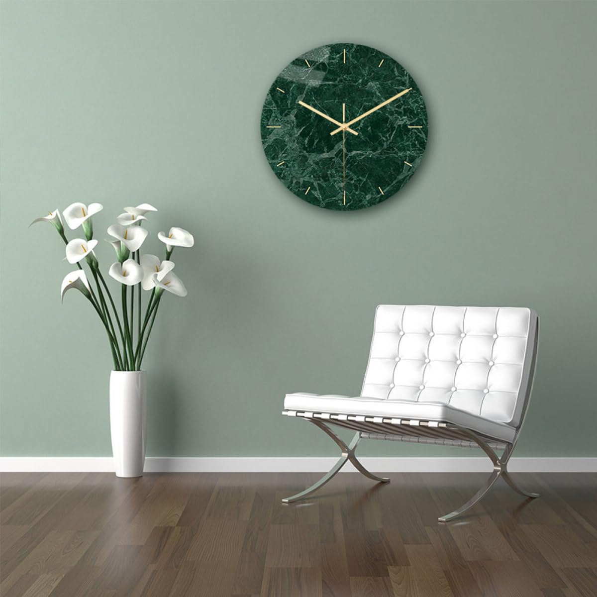 ABOOFAN Lustige Wanduhr aus Acryl mit Großem Klar Lesbarem Zifferblatt und Geräuschlosem Mechanismus Moderne Runde Marmoruhr für Wohnzimmer Zuhause
