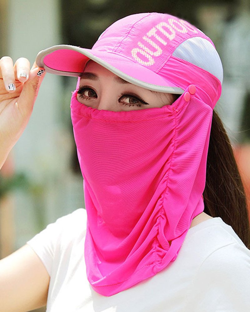 X&F Women's Outdoor Quick Dry Cycling UV Protective Balaclavas Fishing Baseball Cap Plum