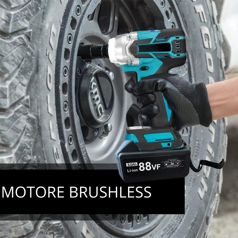 A.M.C. Kit Completo Professionale Fai da Te 2 in 1 con Trapano Avvitatore ad Impulsi Svita Bulloni a Batteria, Smerigliatrice Angolare a Batteria 88v