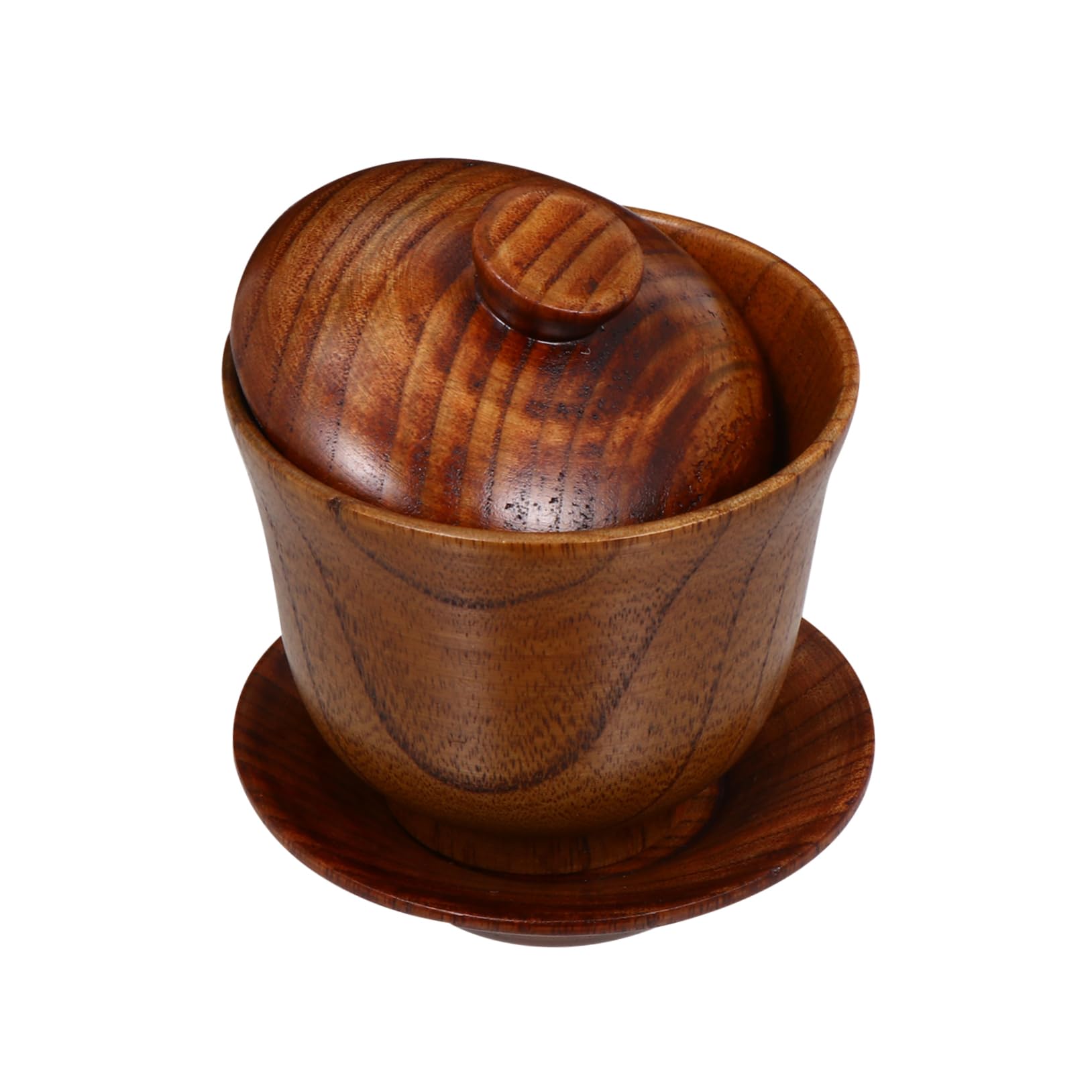 NAMOARLY 1 Set Cup Drinking Glasses with Lids Espresso Mugs Vintage Water Glasses Coffee Mugs with Lid Coffee Mug with Lid Retro Drinking Glasses Tea Mug Retro Tea Bowl Brown Wooden