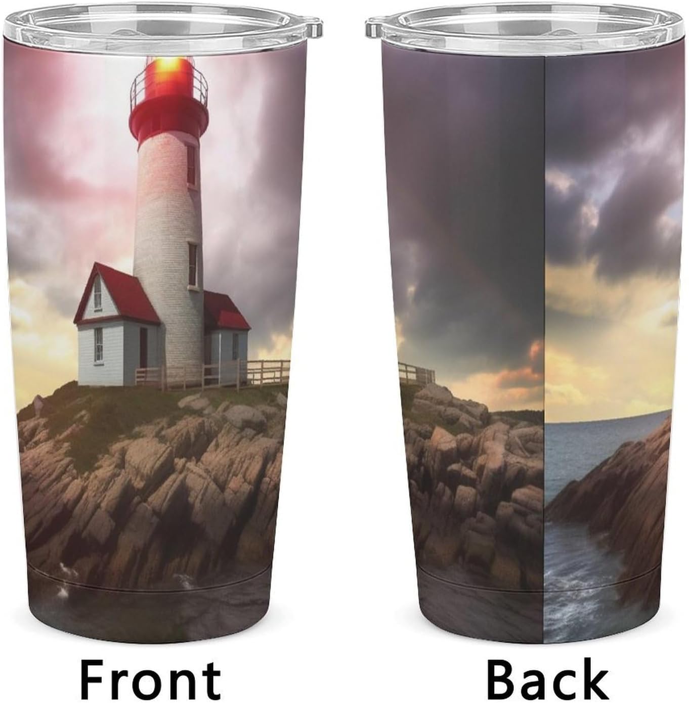 Stainless Steel Tumbler Insulated Lighthouse Printed Insulated Cup for Travel Reusable Car Cup