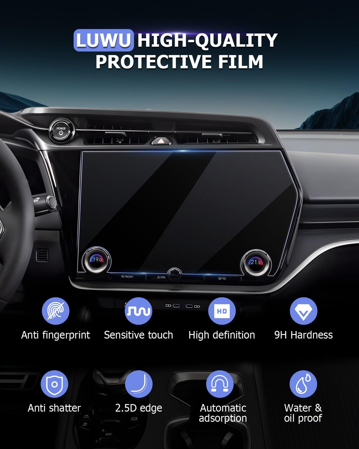 LUWU Lexus RZ 2025 2026 Screen Protector Compatible with Lexus RZ 350e/450e/550e 2023-2026 Accessories 14-Inch 9H Tempered Glass Navigation Touchscreen Anti-Fingerprint Bubble-Free