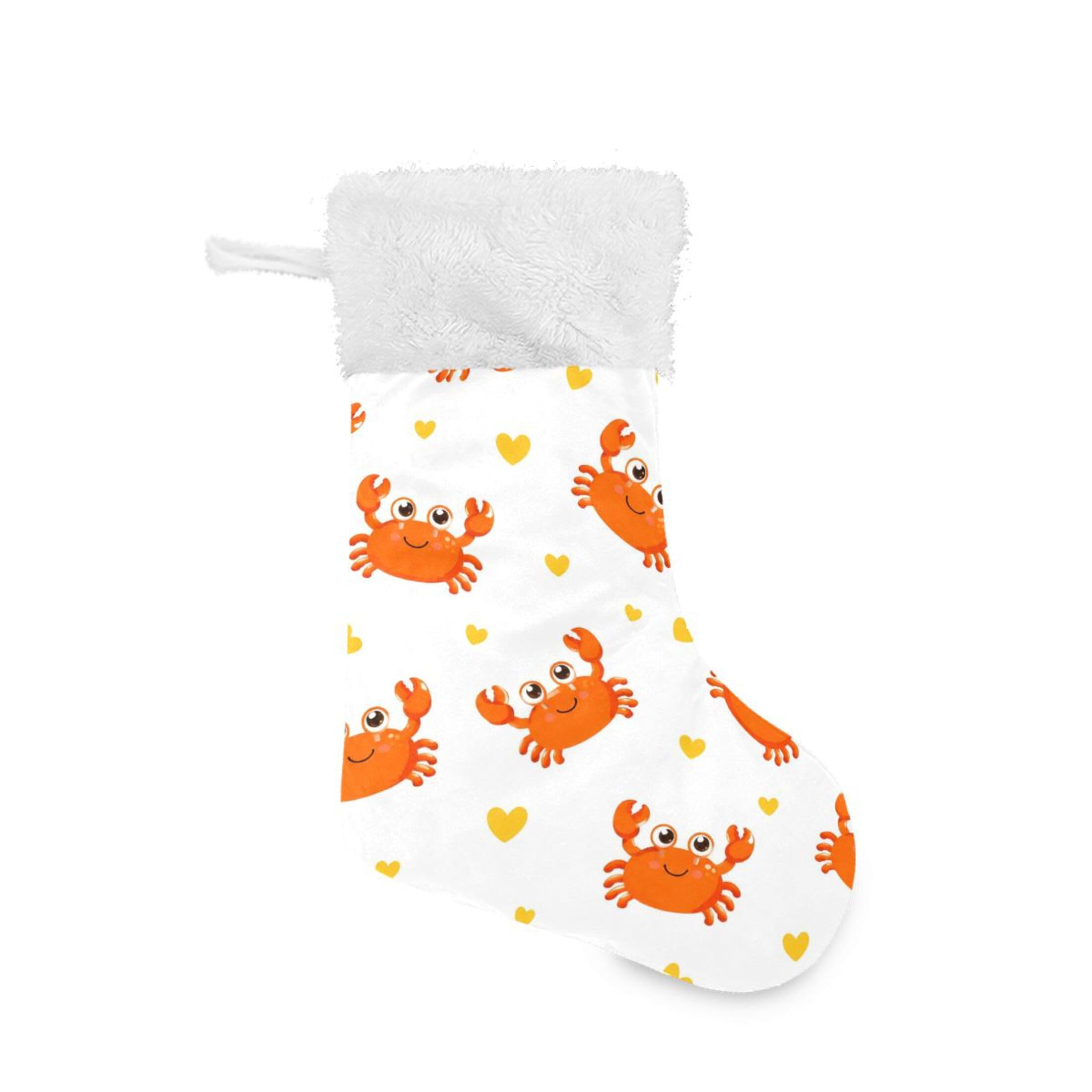 Fuauuyl Crabs Christmas Stocking 18 In Xmas Hanging Stocking with Plush Cuff for Family Holiday Party Fireplace Decorations, 2 Pack