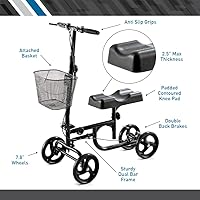 Vista 8 de BodyMed Knee Walker for Leg and Foot Injuries with Dual Brakes, Metal Basket & Knee Pad Cover Collapsible and Adjustable Knee Scooter, Broken Leg
