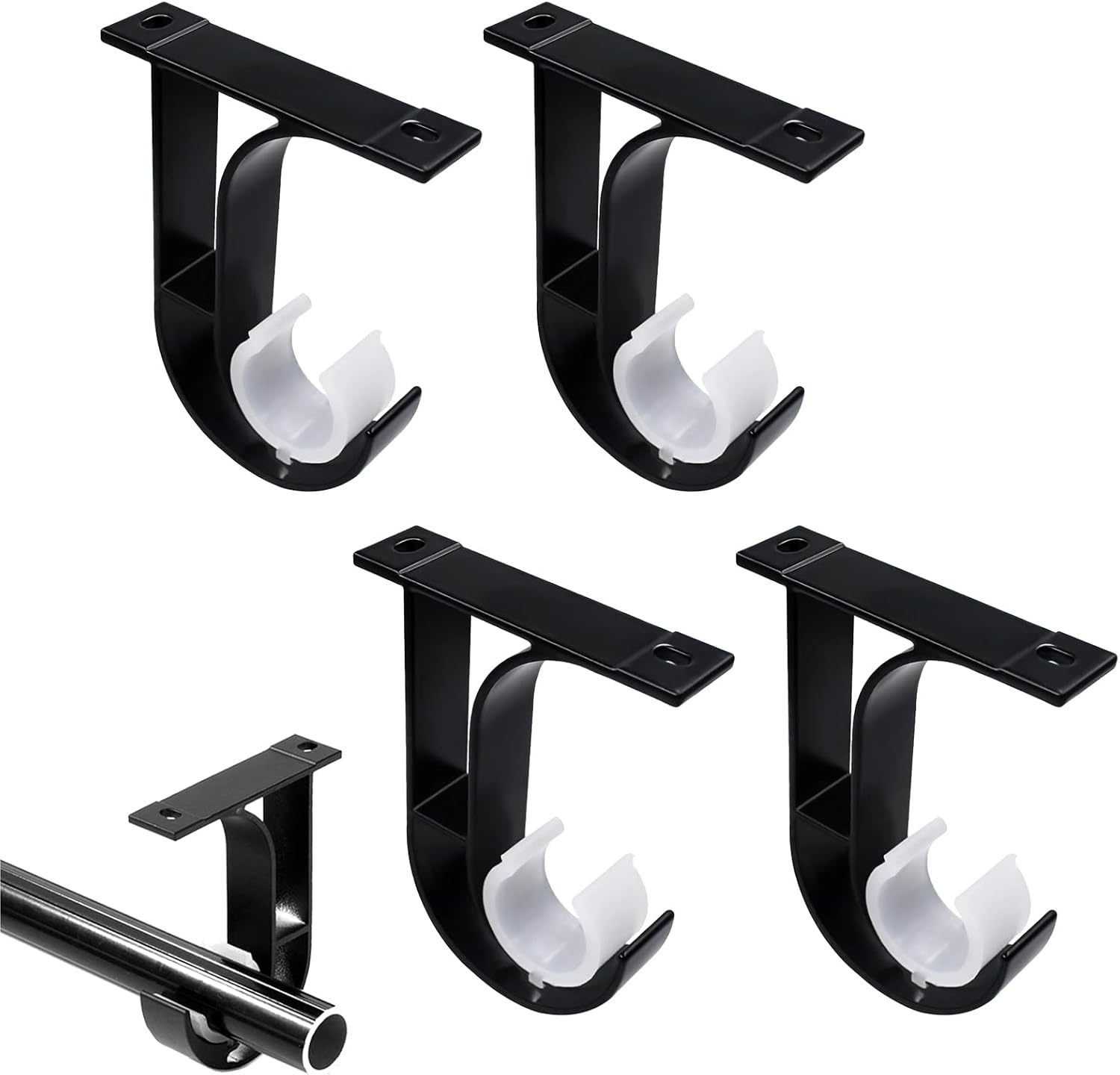 Ceiling Curtain Pole Brackets, 4 Pcs Curtain Brackets for Poles