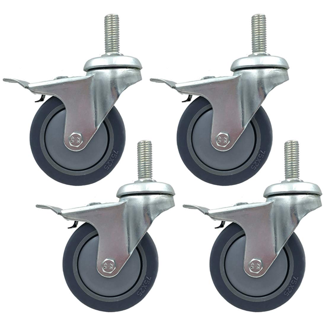 GBRJUYF Heavy Duty 3" Swivel Rubber Caster Wheels with Brake for Furniture Trolleys & Moving - Durable Replacement Casters for Smooth Mobility & Easy Maneuverability