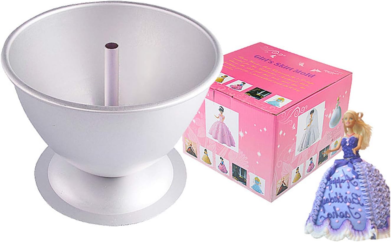 PARTYON FETESUR Princess Dress Doll Cake Pan Aluminum Alloy Skirt Cake Baking Pan for Birthday and Anniversary (7 inch)