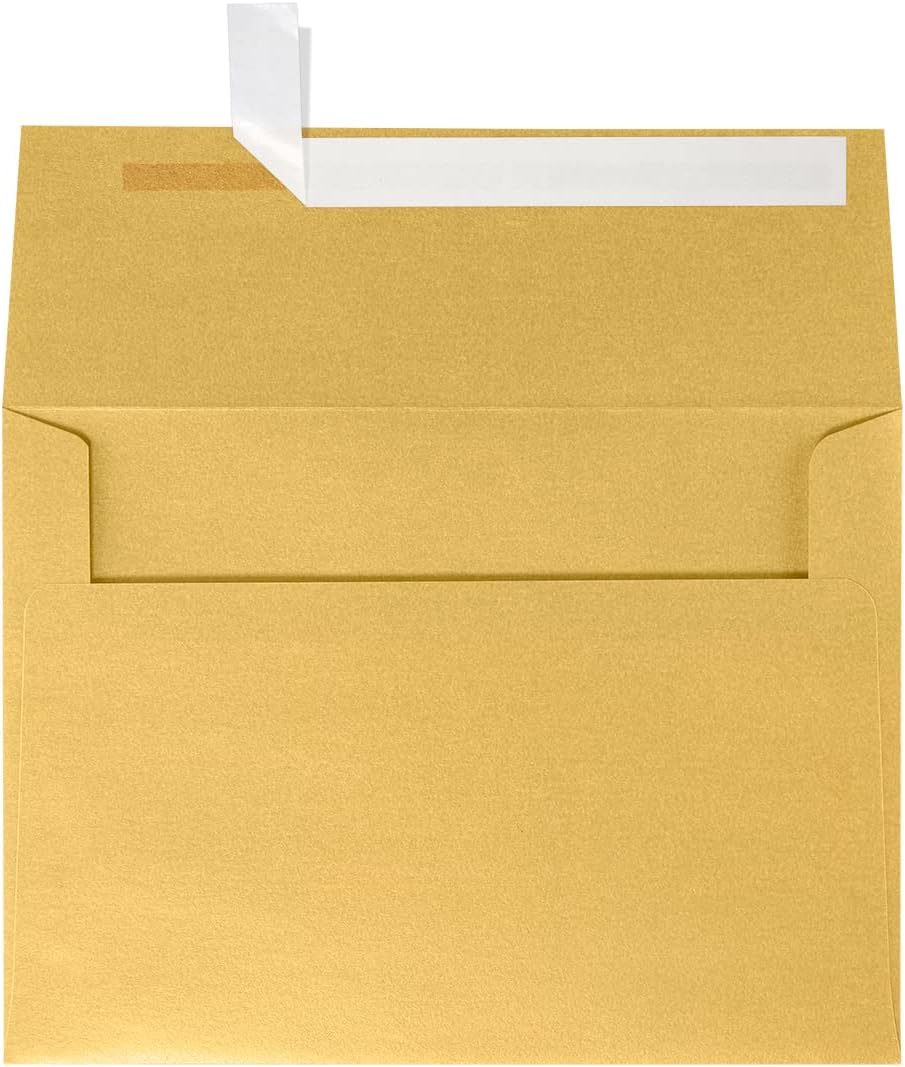 A7 Invitation Envelopes (5.25 x 7.25) Gold Metallic (50 Qty.) Fits 5 x 7 Photos by