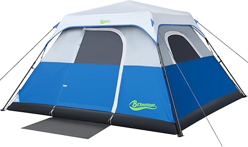 BeyondHOME Instant Cabin Tent, 4 Person6 Person Camping Tent Setup in 60 Seconds with Rainfly, Waterproof & Windproof Tent with Carry Bag for Family