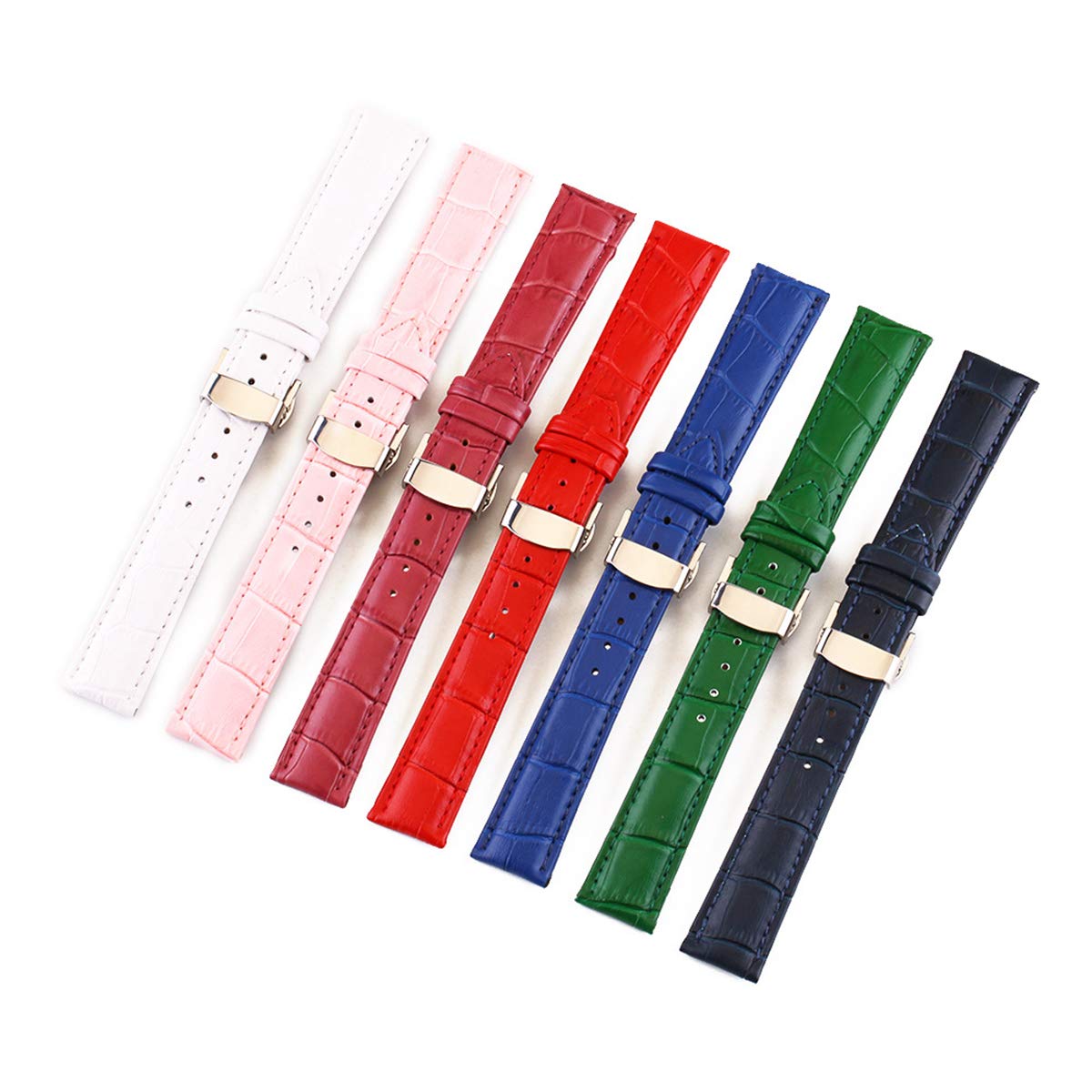 Bracelet de Montre en Cuir, Bracelet de Montre Unisexe en Cuir façon Crocodile, Disponible 12 mm / 13 14 15 16 17 18 19 20 21 22 24