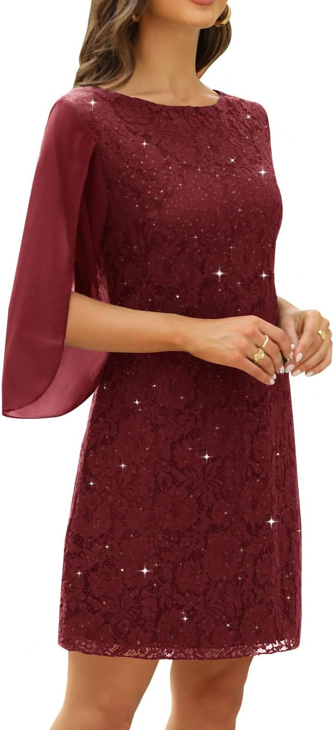 Wedding Guest Cocktail & Formal Dresses for Women - Lace Sequin Prom Evening Dress - Image 9