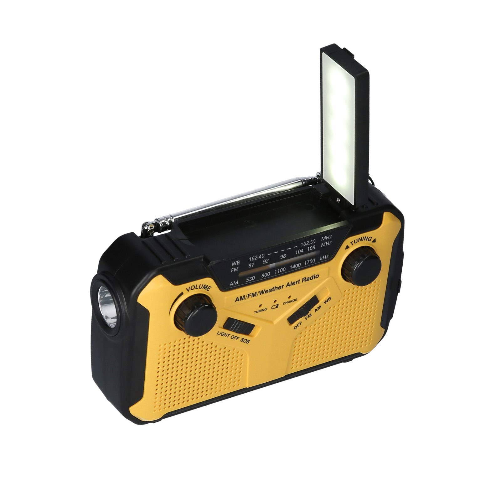 Kavolet radio solarne, cyfrowe radio FM AM WB, do użytku na zewnątrz, korba ręczna, radio, latarka LED, lampka do czytania, bateria 2500 mAh, wyjście USB, gniazdo słuchawkowe 3,5 mm