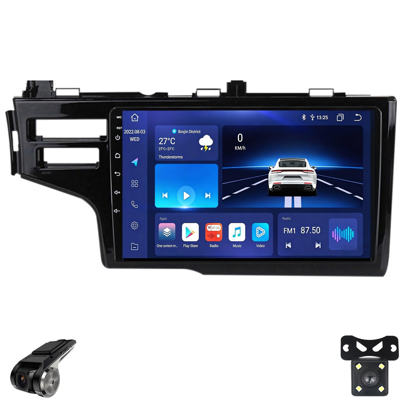 Autoradio Android per Honda Jazz 3/Fit 3 GP GK 2013-2020 Schermo Touchscreen QLED Android Auto CarPlay Musica Wireless/Bluetooth/FM/AM/WiFi/GPS/ADAS DVR/Ventola Di Raffreddamento