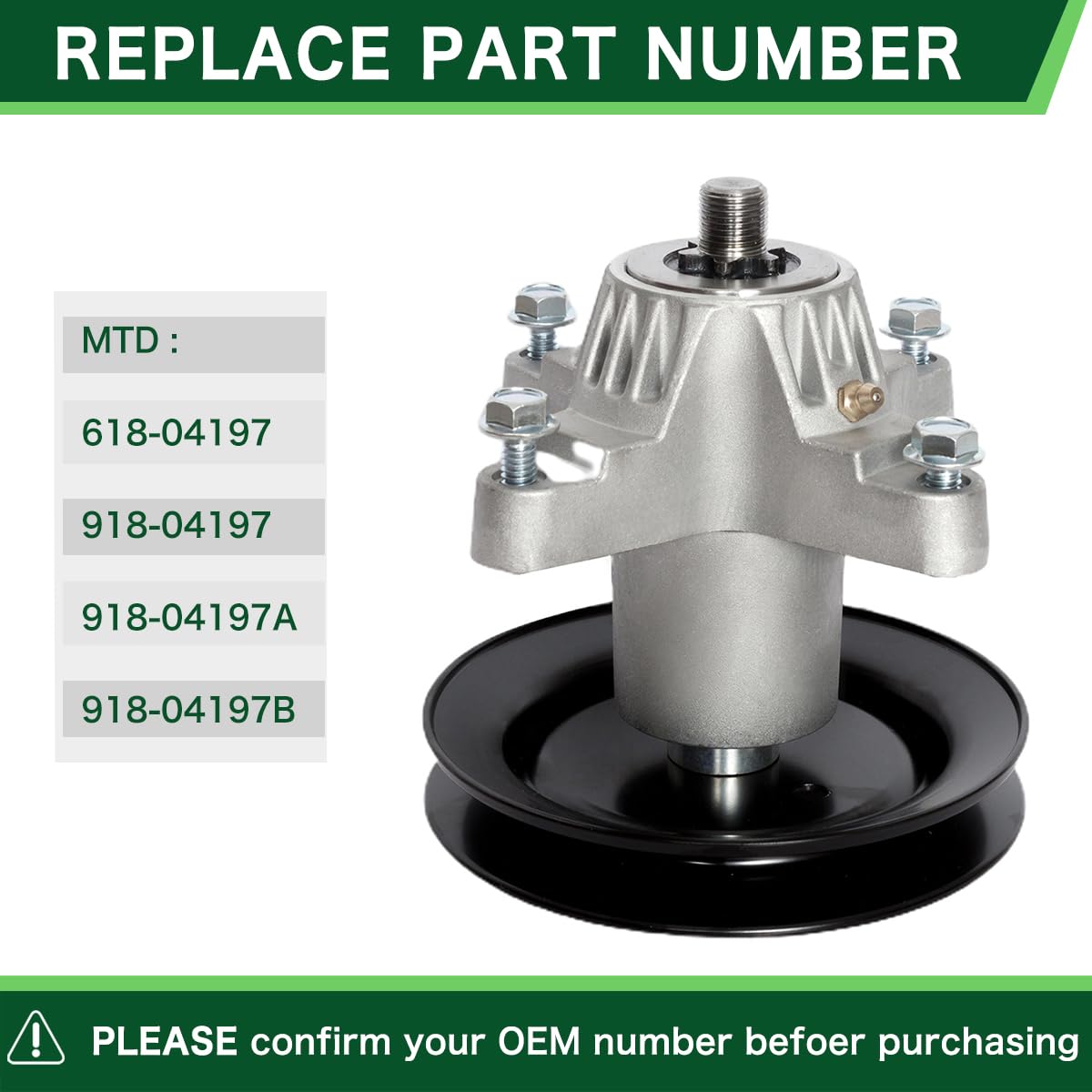 618-04197 - Conjunto de husillo para cortacésped MTD Cub Cad et 918-04197 918-0427 618-0427