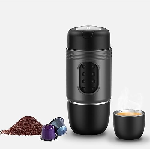 STARESSO Mini máquina de café expreso portátil con caja de transporte máquina de espresso manual con crema rica y gruesa compatible con cápsulas de