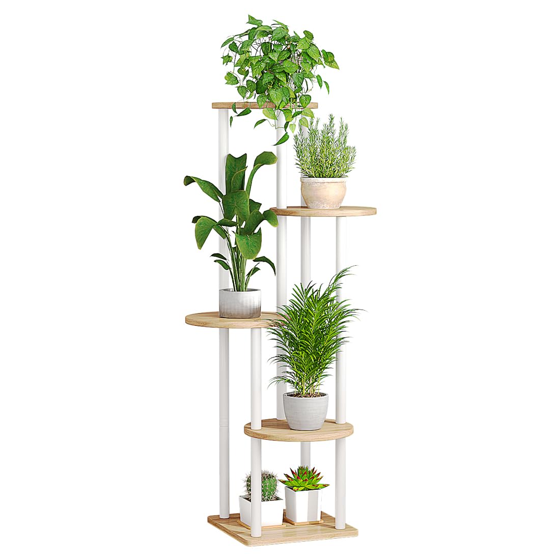 AZERPIAN Plant Stand Indoor 5 Tier Metal Plant Shelf for Multiple Plants Corner Tall Flower Holders for Living Room Balcony Bedroom Patio Garden (