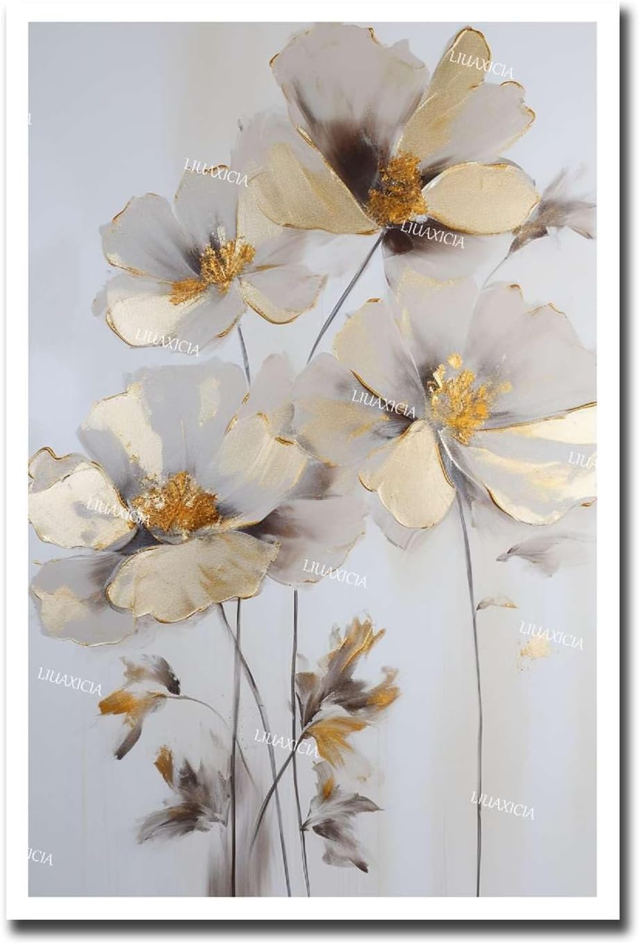 LIUAXICIA Oil Painting on Canvas Flowers Pink Canvas Wall Art Floral Textured Painting Summer Nature Simple Life Pictures Artwork for Living Room Bed Room Office 12X18inch with Wooden Frame